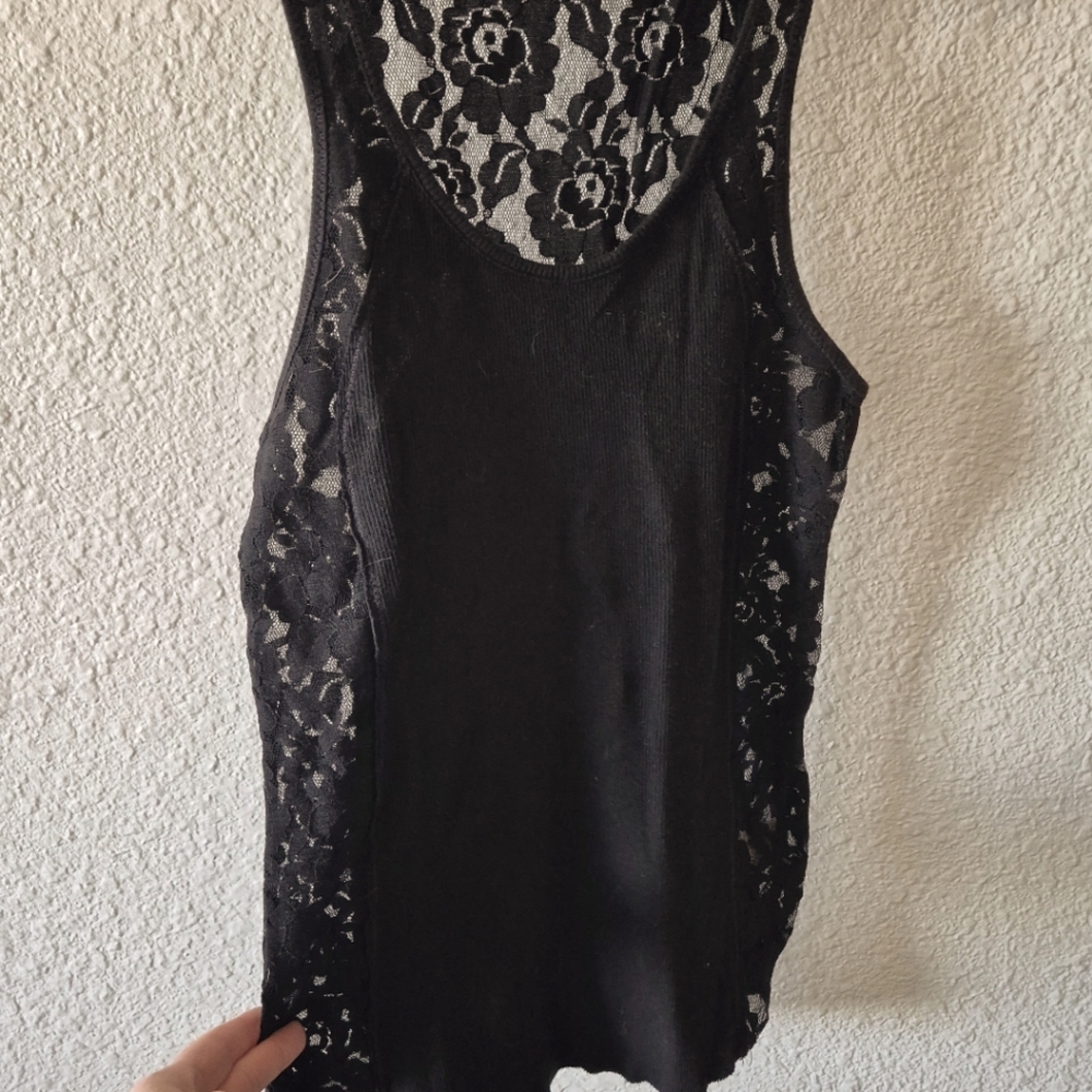 Elegant FREE PEOPLE Black Lace Women's Tank Top